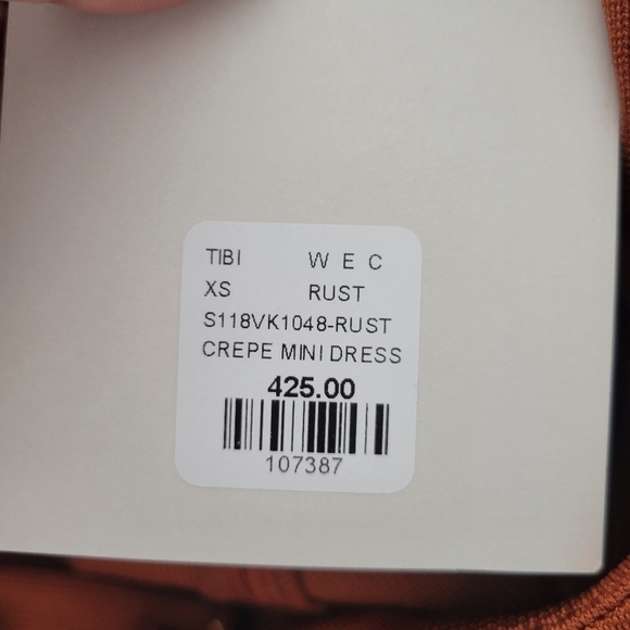Tibi Rust Orange Crepe Mini Dress NWT - Picture 12 of 15